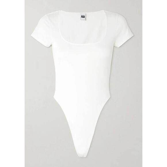 Re/Done & Pam Square Neck Bodysuit in White M - Picture 5 of 5